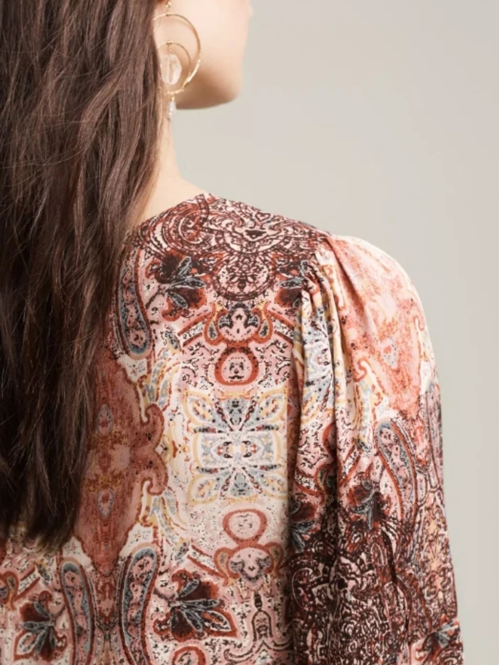 Anthropologie Ragu Paisley Print Pink Motif Tiered Maxi Dress Tassels Size M - Picture 11 of 16